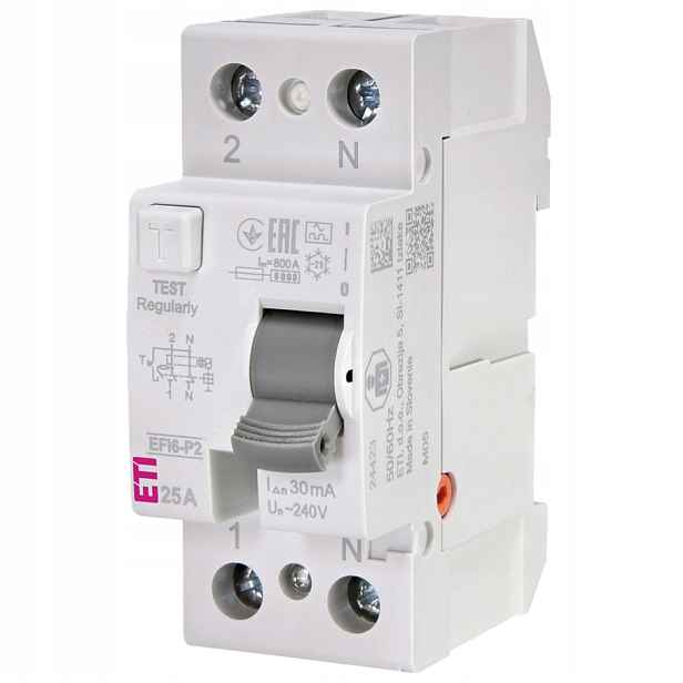 Ochranný proudový chránič EFI6-P2 240V 25/0,03A 002061261