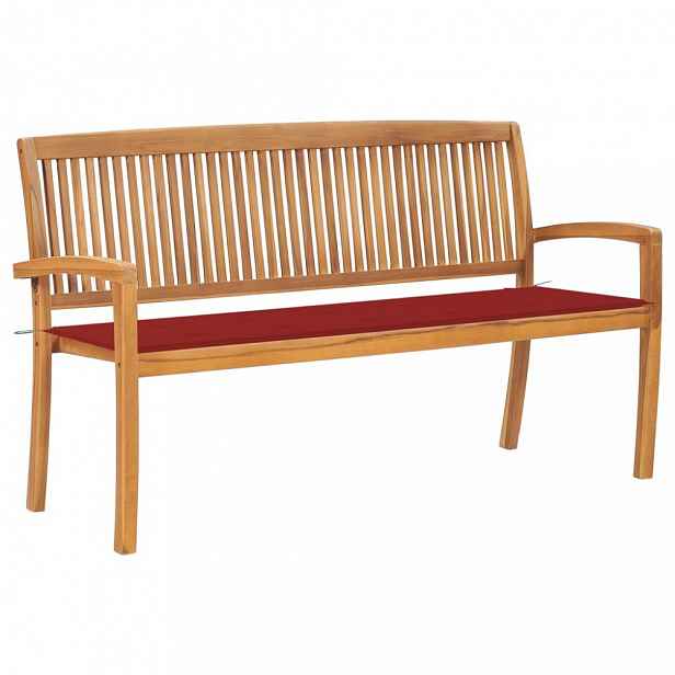 Zahradní lavice teak / látka Červená