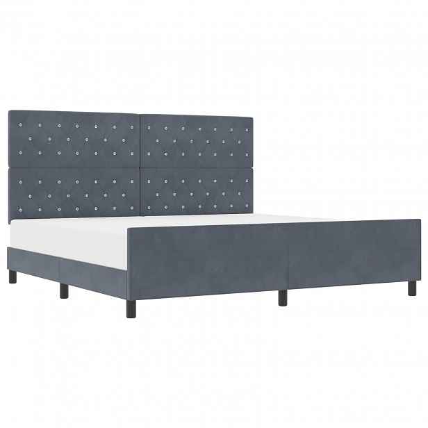 vidaXL Postel s boxspringem s čelo Tmavě šedá 200 x 200 cm samet