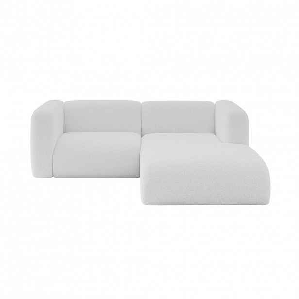 ALTDECOR ROHOVÁ SEDAČKA S PRAVOU OTOMANOU MIRA-L1 227x179x89 Bílá Bouclé