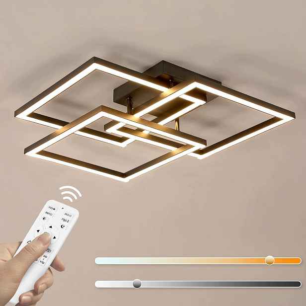 Led Stropní Svítidlo Lustr Černý Čtvercový Moderní S Dálkovým Ovladačem 40W