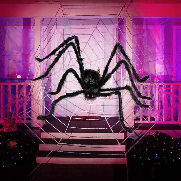 Pavouk Halloweenská Dekorace Sada 2 Chlupatých Pavouků 1,5 M Černé Ozdoby