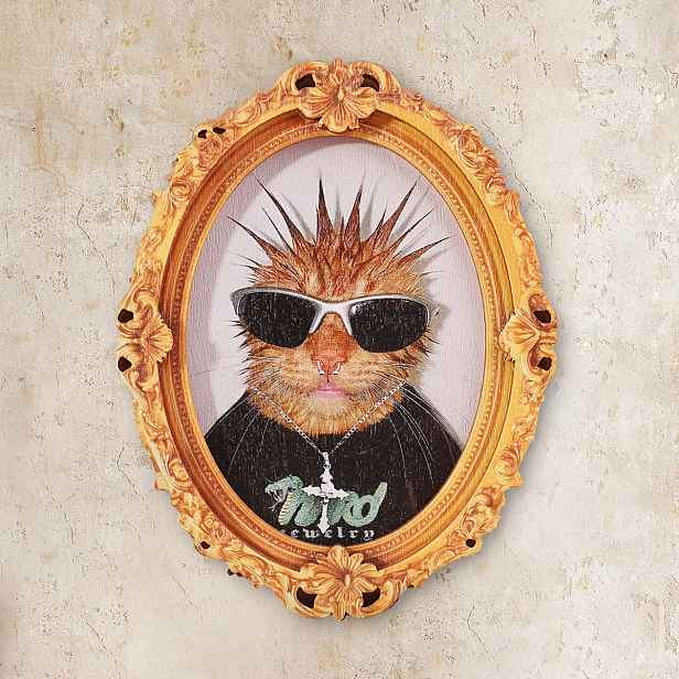 TEMU 1 ks Magnet na lednici s trendy kočičím vzorem, oválný tvar ve vintage stylu, design mini fotorámečku, zábavný doplněk do domácnosti a skvělý