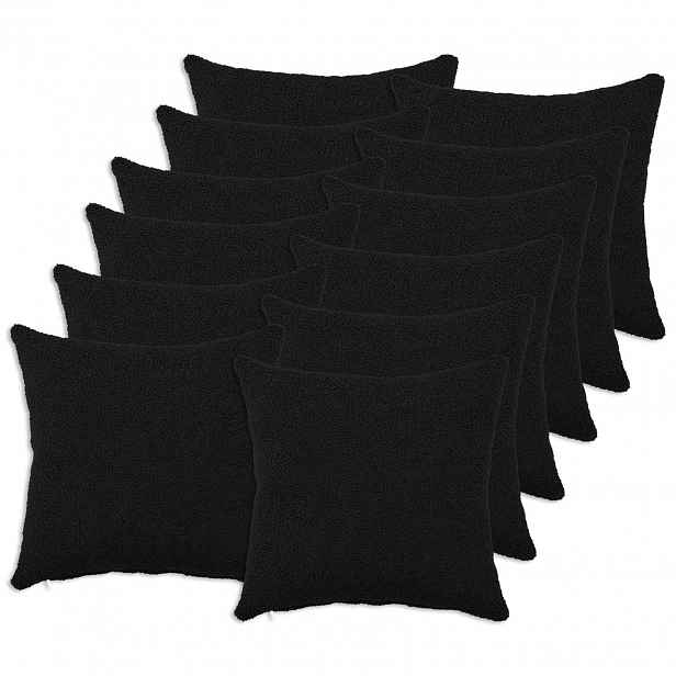 vidaXL Povlak na polštář 12 pcs HEERLEN Černá 45 x 45 cm Bouclé