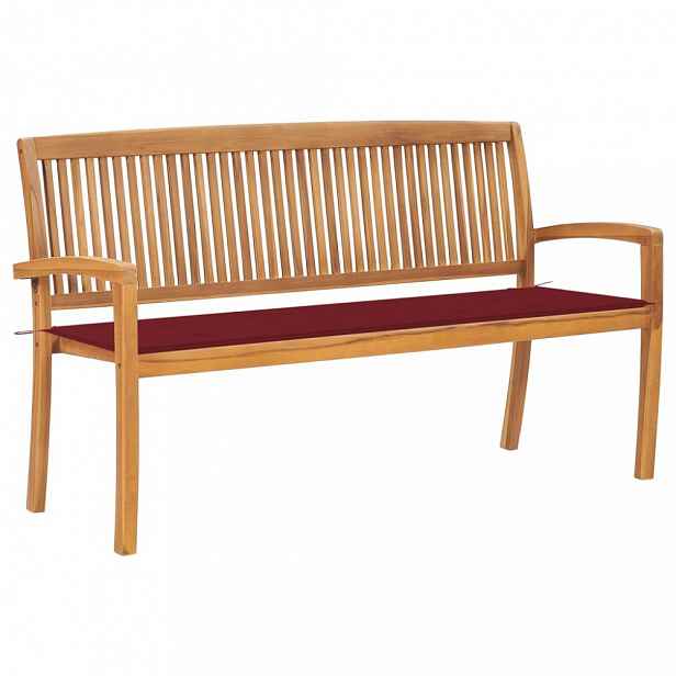 Zahradní lavice teak / látka Vínová
