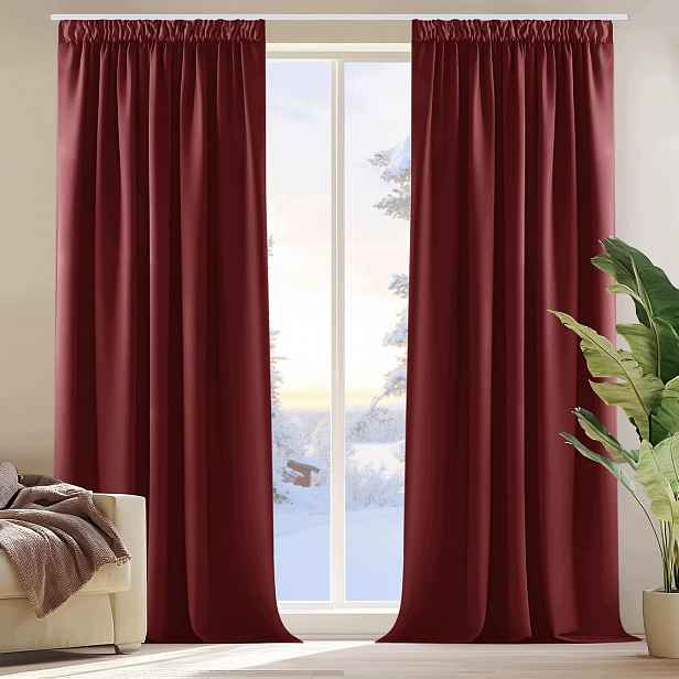 Zatemňovací závěsy do obývacího pokoje červené 210x140, sada 2 ks, páska Deconovo