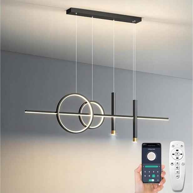 Závěsná Lampa Nad Stůl Tyčinky Černá Stmívatelná 70W 100CM Dálkový Ovladač Light