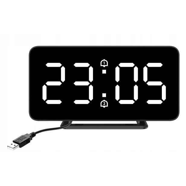 Čitelný Bílý Budík Led Jvd SB3216.2, Nastavitelný Teploměr, Jas
