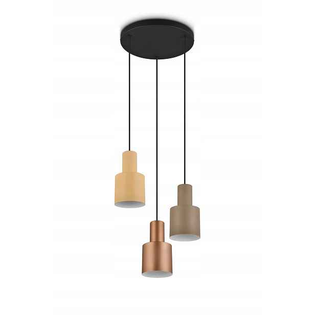Moderní závěsná lampa s trojitým stínítkem v odstínech hnědé barvy do obývacího pokoje Trio