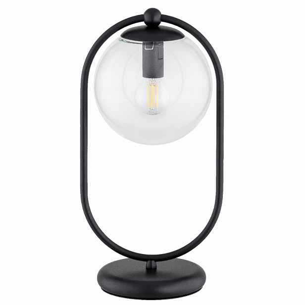 Stolní lampa noční černá oválná skleněná koule 1xE14 10W Srbsko Alfa
