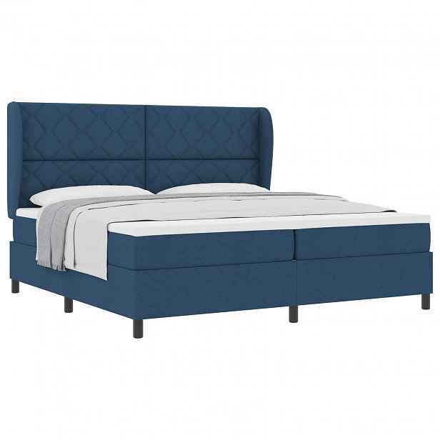 vidaXL Postel s boxspringem s čelo Modrá 200 x 200 cm textil