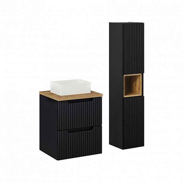 Petits-meubles KOUPELNOVÝ NÁBYTEK 50.4cm Riva 2er-Set Černá a dřevěná