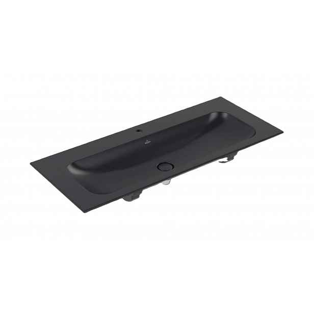 Villeroy & Boch Finion - Umyvadlo nábytkové 120x50 cm, bez přepadu, otvor pro baterii, CeramicPlus, Pure Black 4164C2R7