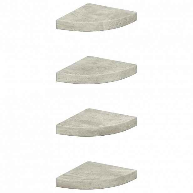vidaXL Nástěnné rohové police 4 ks betonově šedé 25 x 25 x 3,8 cm MDF