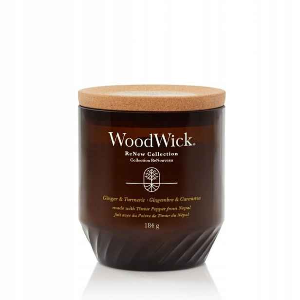 Vonná svíčka sójová Ginger & Tumeric Woodwick ReNew 184 g