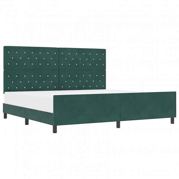 vidaXL Postel s boxspringem s čelo Tmavě zelená 200 x 200 cm samet