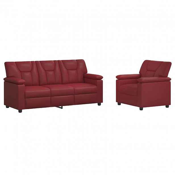 vidaXL Set pohovek 2 pcs Víno Červené Umělá kůže