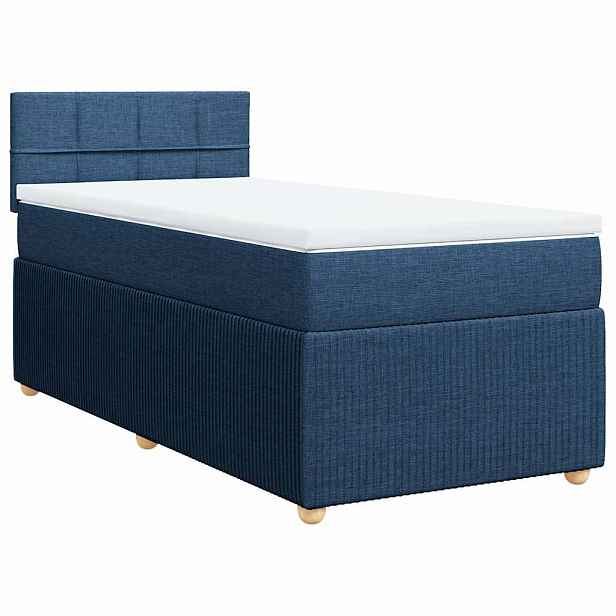 vidaXL Box spring postel s matrací modrá 90x190 cm textil