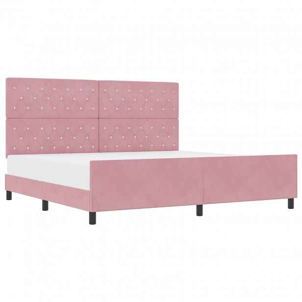 vidaXL Postel s boxspringem s čelo Růžová 200 x 200 cm samet