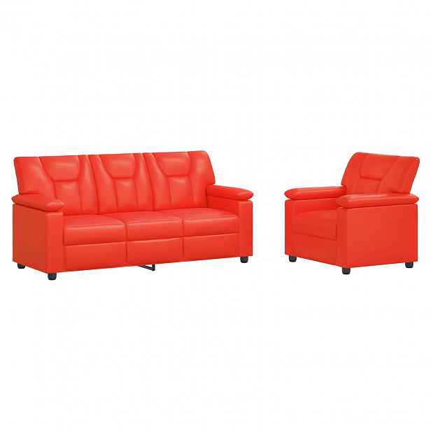 vidaXL Set pohovek 2 pcs Červená Umělá kůže