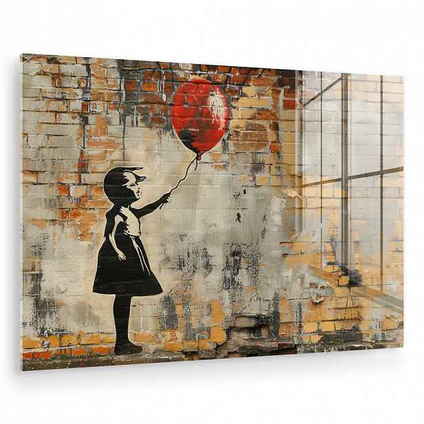 MuchoWow OBRAZ NA AKRYLOVÉM SKLE Graffiti - Banksy - Dívka - Street art 60x40 cm