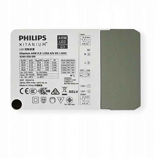 Ovladač Philips Xitanium G3 44W Led Nestmívatelný. 220-240V 42V Ds napájecí zdroj