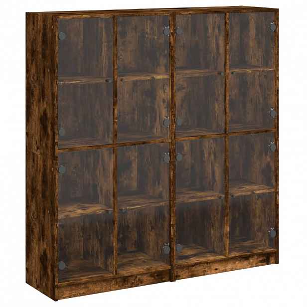vidaXL Knihovna s dvířky kouřový dub 136x37x142 cm kompozitní dřevo