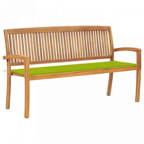 Zahradní lavice teak / látka Světle zelená