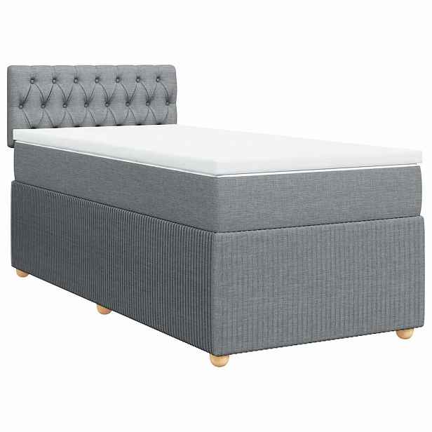vidaXL Box spring postel s matrací světle šedá 90x190 cm textil