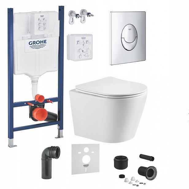 Grohe Wc mísa Tornado s deskou tlačítko podomítkový set Premium