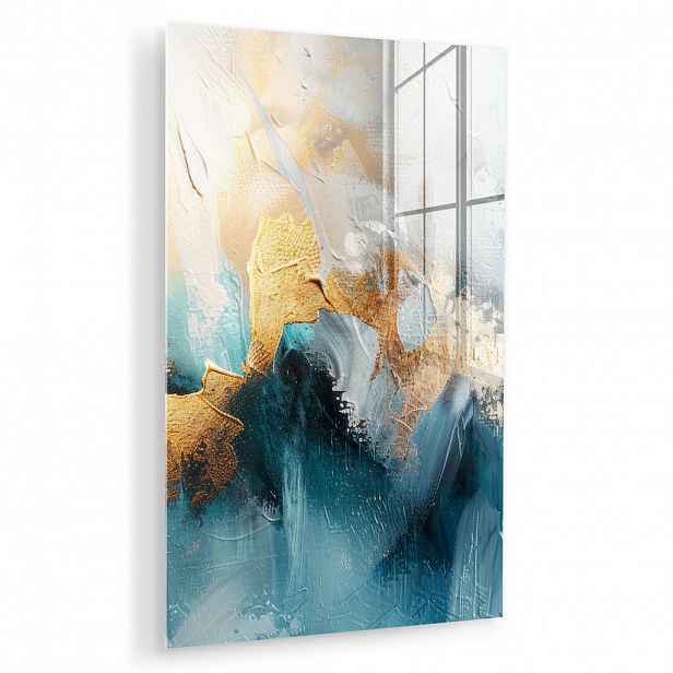MuchoWow OBRAZ NA AKRYLOVÉM SKLE Abstraktní - umění - zlatá - modrá 40x60 cm