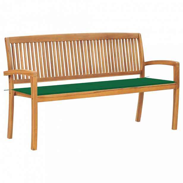 Zahradní lavice teak / látka Tmavě zelená