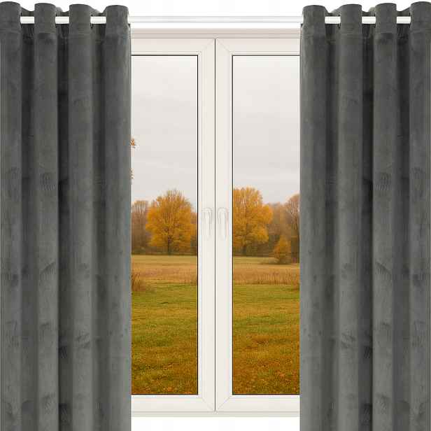 Závěs Šedá 140X280 Silné Velurové Záclony Šedé Na Kolečkách