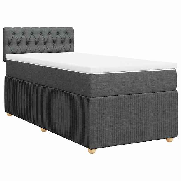 vidaXL Box spring postel s matrací tmavě šedá 90x190 cm textil