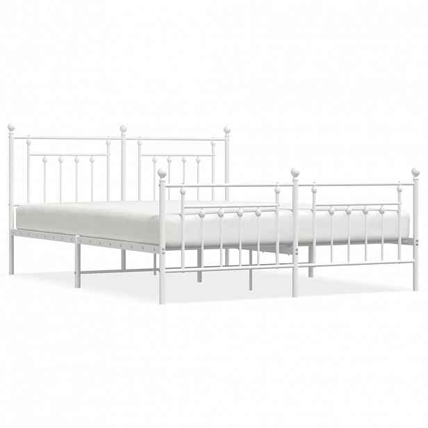 vidaXL Kovový rám postele s hlavovým a nožním čelem bílý 183 x 213 cm