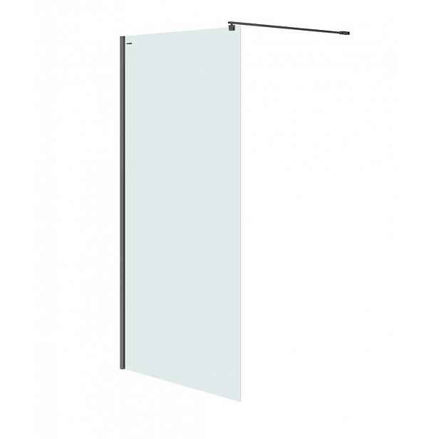 Cersanit Mille - Sprchová stěna Walk-In, 100x200 cm, černá/čiré sklo S161-003
