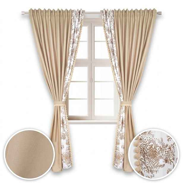 Komplet 2ks Záclon S Bambulkami Na Boho 190x250cm Páska Tunel Žabky