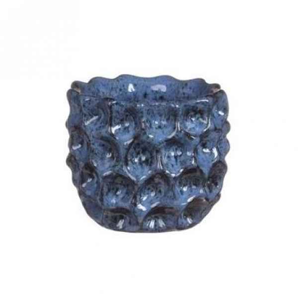 Obal kulatý DENTED keramika glazovaný modrá 11cm