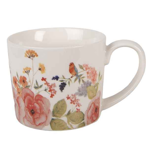 Porcelánový hrnek s květy Flower & Fiesta - 12*8*7 cm / 275 ml Clayre & Eef