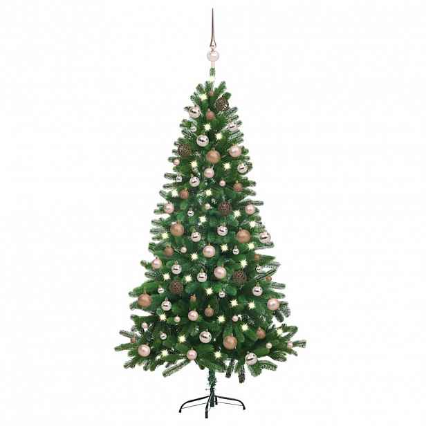 vidaXL Umělý vánoční stromek s LED a sadou koulí 150 cm zelený