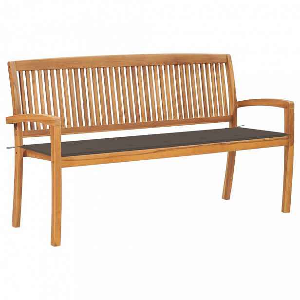 Zahradní lavice teak / látka Šedohnědá taupe