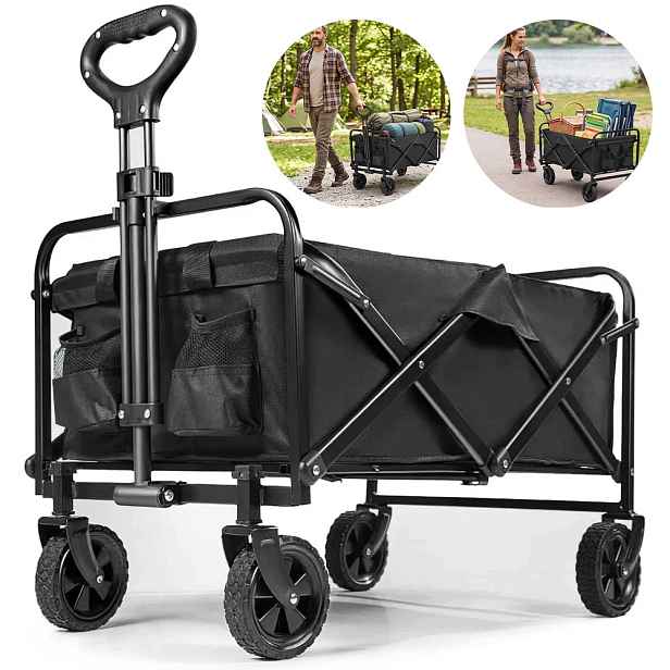 Zahradní Skládací Plážový Turistický Vozík S Terénními Koly 75 L 87×73×49 CM