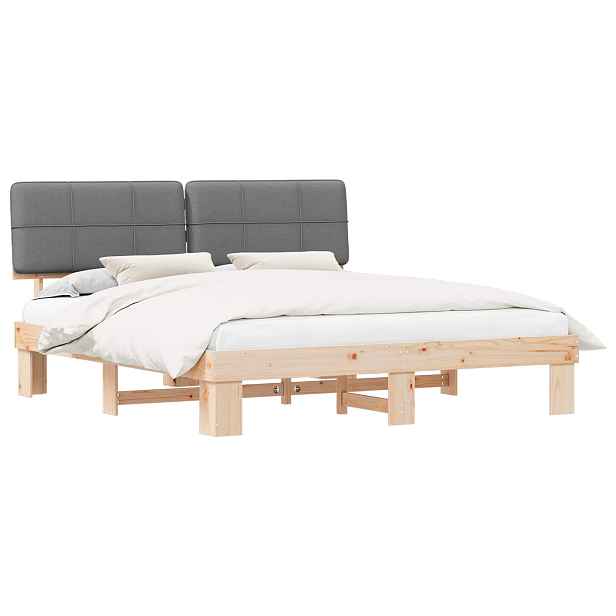 vidaXL Rám postele s čalouněným čelem s čelo Světle šedá 200 x 200 cm