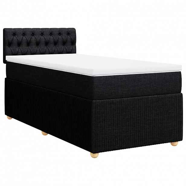 vidaXL Box spring postel s matrací černá 90x190 cm textil
