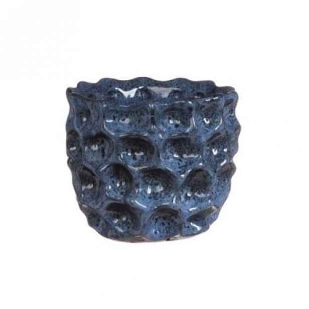 Obal kulatý DENTED keramika glazovaný modrá 13cm