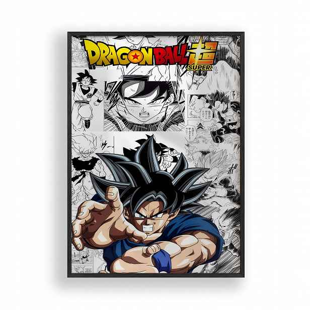 Obraz Dragon Ball Goku Manga Plakát Rámeček Dřevěný Černý 30x42 cm