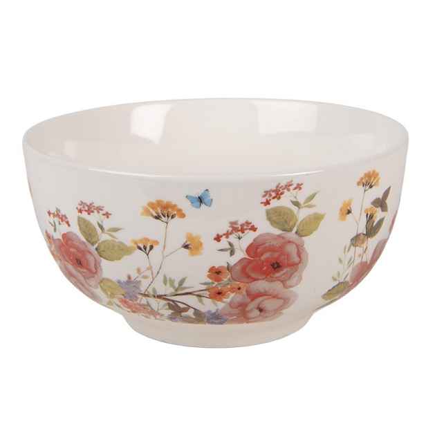 Porcelánová miska s květy Flower & Fiesta - Ø 14*7 cm / 500 ml Clayre & Eef