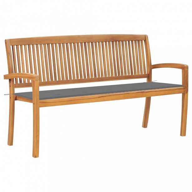 Zahradní lavice teak / látka Šedá