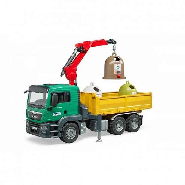 Bruder Nákladní auto MAN se 3 recyklačními popelnicemi a lahvemi, 54, 5 x 18, 5 x 27 cm