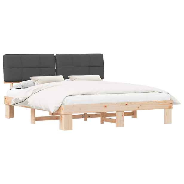 vidaXL Rám postele s čalouněným čelem s čelo Tmavě šedá 200 x 200 cm